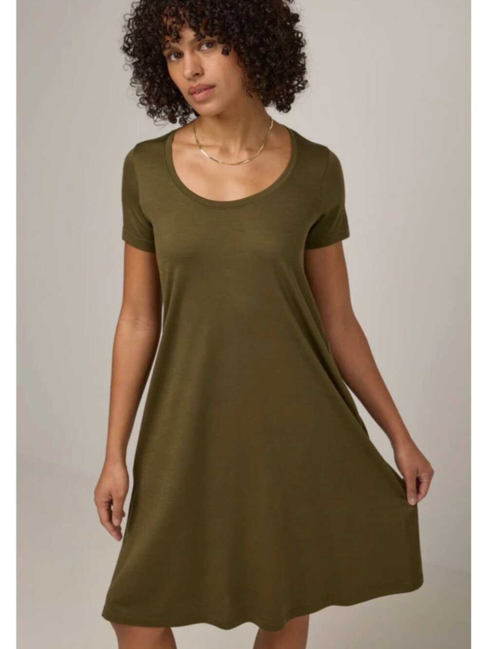 Wool& Wooland Maggie Swing Dress Olive Green Merino Wool Blend Size 1X